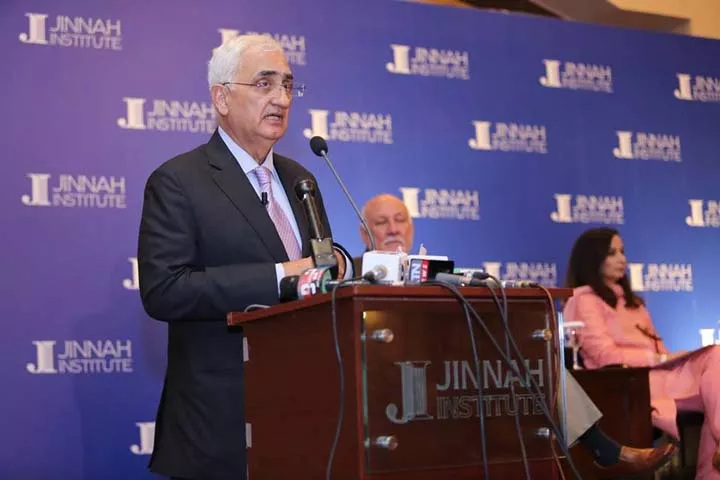 former indian external affairs minister sakman khurshid addressing at the jinnah institute photo courtesy jinnah institute former indian external affairs minister sakman khurshid addressing at the jinnah institute photo courtesy jinnah institute