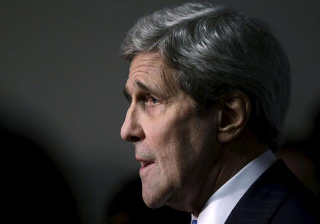 us secretary of state john kerry answers media questions after appearing at the senate select committee on intelligence on capitol hill in washington november 19 2015