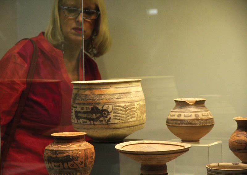 the exhibition showcases a number of ancient earthenware vessels each of which depicts not only its beauty but also the story of the people who created it photos athar khan express