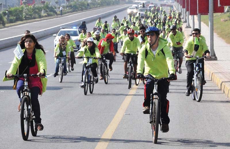 over 100 cyclists participated in a race in islamabad to highlight the need for better climate policies photo online