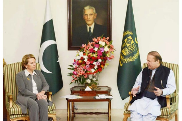 french ambassador to pakistan martine dorance called on pm nawaz sharif photo nni