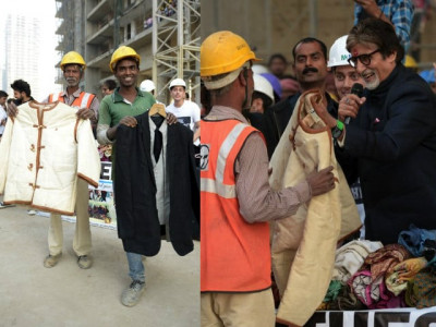 bigbkagift amitabh donates silsila jacket to needy for winter bigbkagift amitabh donates silsila jacket to needy for winter