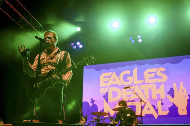 jesse hughes of the rock band eagles of death metal performs with drummer joey castillo r at festival supreme at shrine auditorium in los angeles california in this october 25 2014 file photo photo reuters