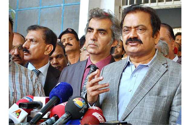 law minister rana sanaullah talking to media after inaugurating taj begum icu pediatric and national children ward at allied hospital photo app