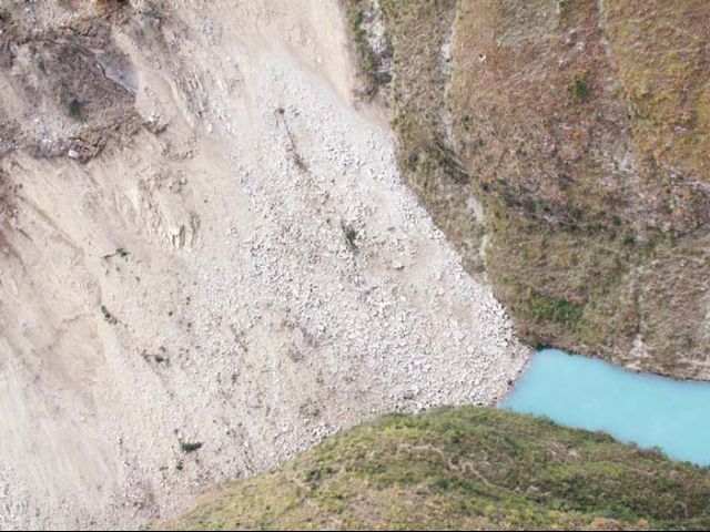 an aerial view of a lake formed after a massive landslide blocked the samundar kattha stream in poona hill village of havelian photo online