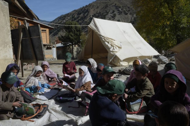 in this photograph taken on october 31 2015 pakistani children attend a class outside an earthquake damaged school in brun village of the bumburate valley photo afp in this photograph taken on october 31 2015 pakistani children attend a class outside an earthquake damaged school in brun village of the bumburate valley photo afp