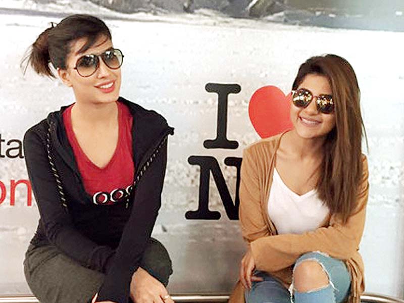 mehwish hayat and sohai ali abro at a promotional event for beyg s debut movie jpna photo publicity