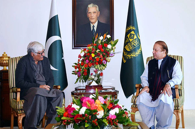 awami national party anp chief asfandyar wali khan called on prime minister nawaz sharif at pm house photo app