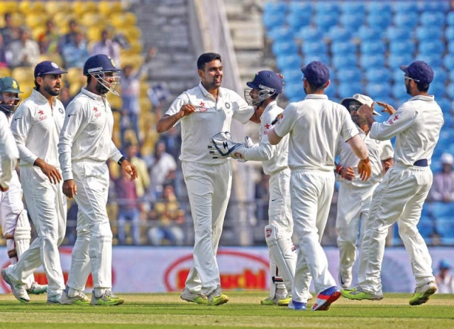 ashwin added another scalp in the second innings to his first innings five for with 29 of the 32 wickets so far falling to spin photo reuters ashwin added another scalp in the second innings to his first innings five for with 29 of the 32 wickets so far falling to spin photo reuters