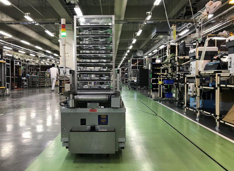 a self driving vehicle with parts is pictued at ricoh fs photocopier components factory in atsugi kanagawa prefecture japan july 13 2020 photo reuters