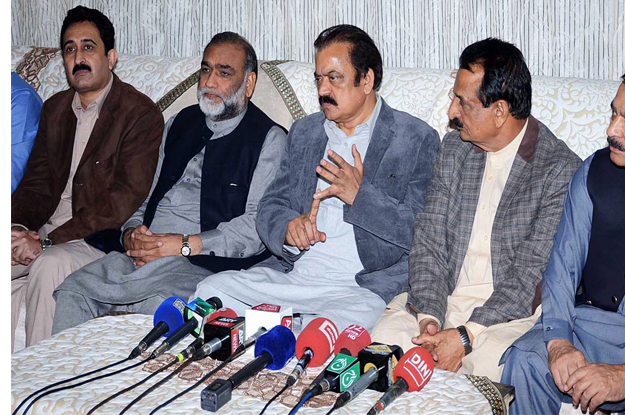 law minister rana sana ullah khan addressing a press conference photo online