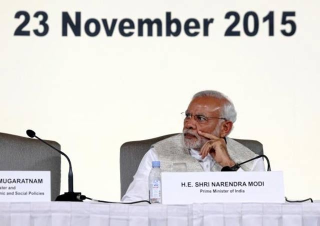 prime minister narendra modi reacts before speaking at the yusof ishak institute s 37th singapore lecture in singapore november 23 2015 photo reuters