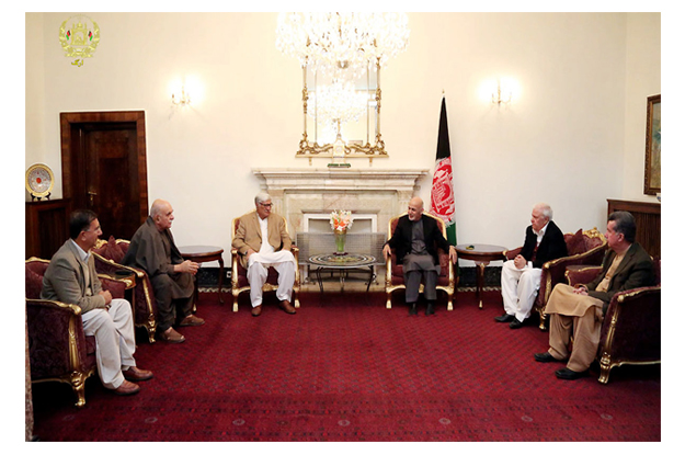 president ashraf ghani meets leaders from anp pkmap qwp at presidential palace in kabul photo nni