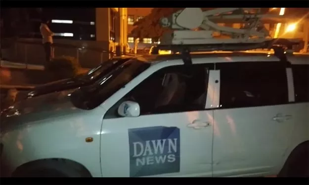 attacked dsng van of dawn news screen grab attacked dsng van of dawn news screen grab