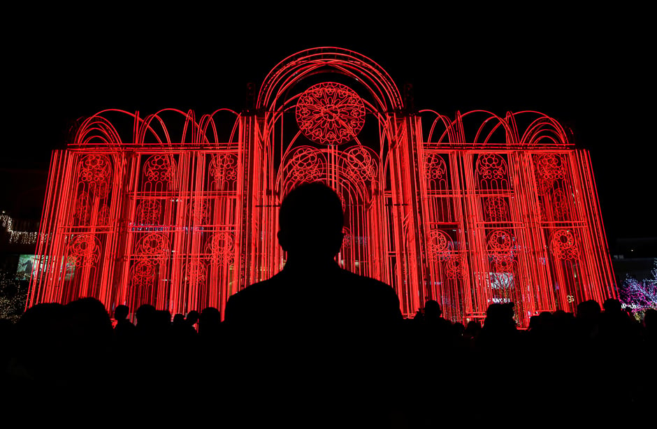 People visit a light show celebrating the Lantern Festival, the last day of Chinese Lunar New Year celebrations, in Beijing. PHOTO: REUTERS