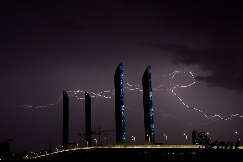 A lightning flashes above Bordeaux, southwestern France, during a storm. PHOTO: AFP