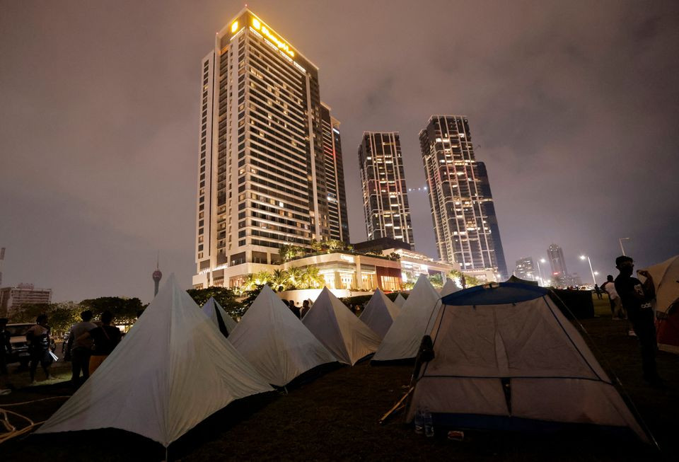 general view of a protest area dubbed the gota go village where people are gathering in opposition to sri lanka s president gotabaya rajapaksa near the presidential secretariat is seen amid the country s economic crisis in colombo sri lanka april 11 2022 reuters