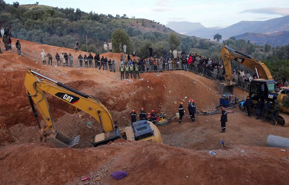 rescuers work to reach a five year old boy trapped in a well in the northern hill town of chefchaouen morocco february 5 2022 photo reuters