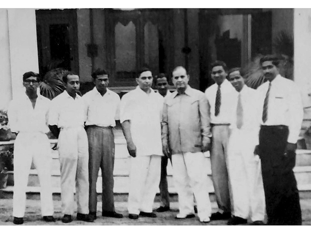 Dr. Hakim (fourth from right) at the Institute of Islamic Culture that he  founded at 2 Club Road, Lahore