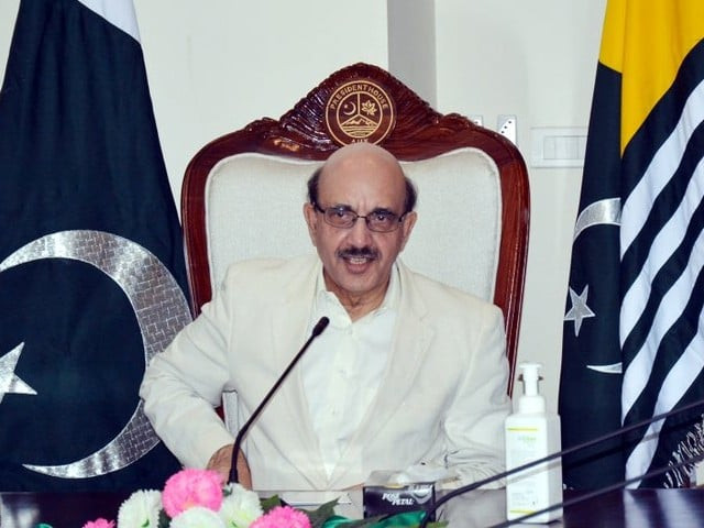 ajk president masood khan addresses participants during via video link in muzaffarabad on july 16 photo twitter masood khan ajk president masood khan addresses participants during via video link in muzaffarabad on july 16 photo twitter masood khan