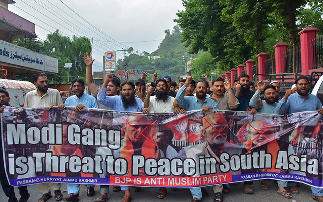 protest in ajk against modi s win in india protest in ajk against modi s win in india