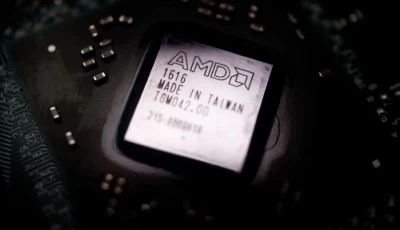 the logo of semiconductor company advanced micro devices inc amd is seen on a graphics processing unit gpu chip in this illustration picture taken february 17 2023 photo reuters