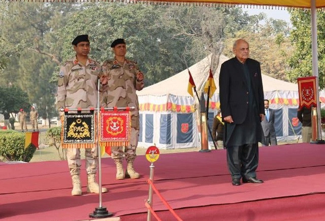 federal minister for narcotics control brigadier retd ijaz ahmed shah witnessing the passing out parade of 358 personnel of the anti narcotics force as the chief guest in nowshehra on dec 1 photo anf