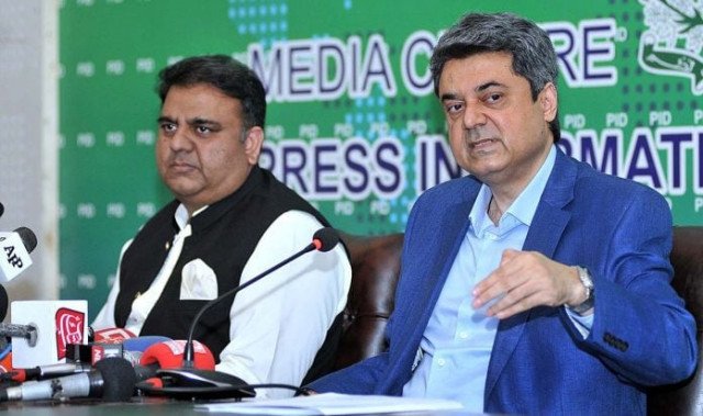 chaudhry fawad hussain federal minister for information and broadcasting and farogh naseem federal minister for law and justice addressing a press conference in islamabad photo app chaudhry fawad hussain federal minister for information and broadcasting and farogh naseem federal minister for law and justice addressing a press conference in islamabad photo app