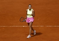 big hitter belarus aryna sabalenka reacts during her round of 64 match against poland s magda linette at the madrid open photo reuters