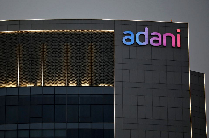 the logo of the adani group is seen on the facade of one of its buildings on the outskirts of ahmedabad india april 13 2021 photo reuters