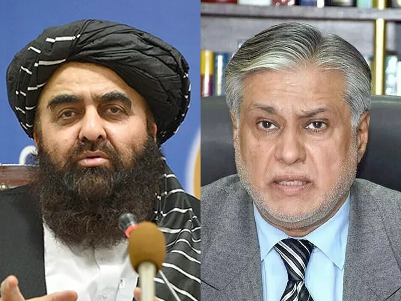 afghan interim foreign minister amir khan muttaqi r and pakistan s foreign minister ishaq dar l photo file afghan interim foreign minister amir khan muttaqi r and pakistan s foreign minister ishaq dar l photo file