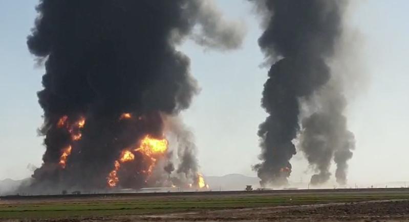 fire and smoke rise from an explosion of a gas tanker in herat afghanistan february 13 2021 photo reuters