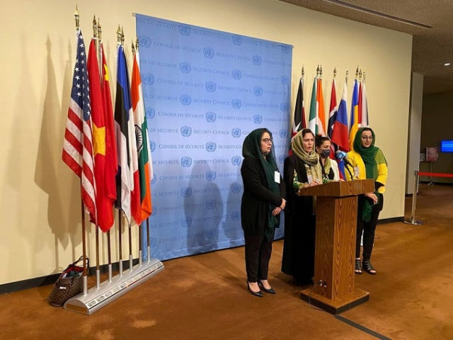 left to right former afghan diplomat asila wardak former afghan politician and peace negotiator fawzia koofi afghan journalist anisa shaheed and former afghan politician naheed fareed speak to reporters outside the u n security council in new york u s october 21 2021 reuters michelle nichols left to right former afghan diplomat asila wardak former afghan politician and peace negotiator fawzia koofi afghan journalist anisa shaheed and former afghan politician naheed fareed speak to reporters outside the u n security council in new york u s october 21 2021 reuters michelle nichols