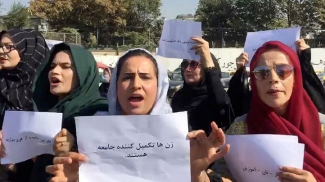 women protest outside the arg presidential office in kabul afghanistan october 21 2021 in this still image from a video obtained by reuters photo reuters women protest outside the arg presidential office in kabul afghanistan october 21 2021 in this still image from a video obtained by reuters photo reuters