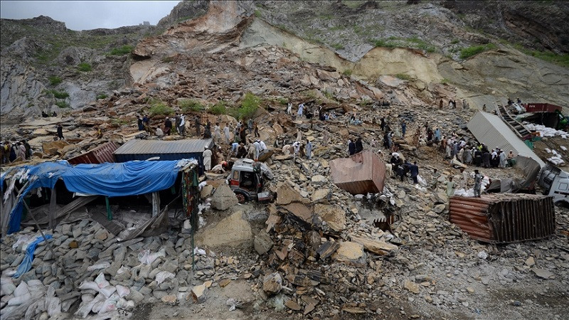 the landslide hit at least 20 houses in the tatin village of the nurgram district in the eastern nuristan province photo anadolu agency