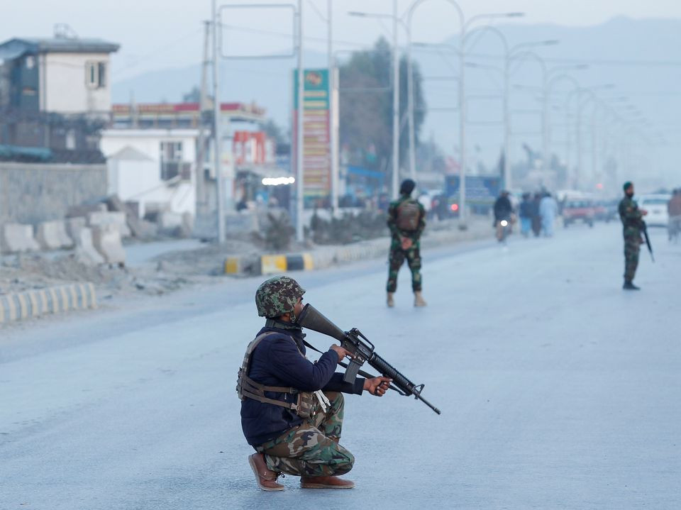 afghan national army soldiers keep watch near the site of a blast in jalalabad afghanistan february 11 2021 photo reuters