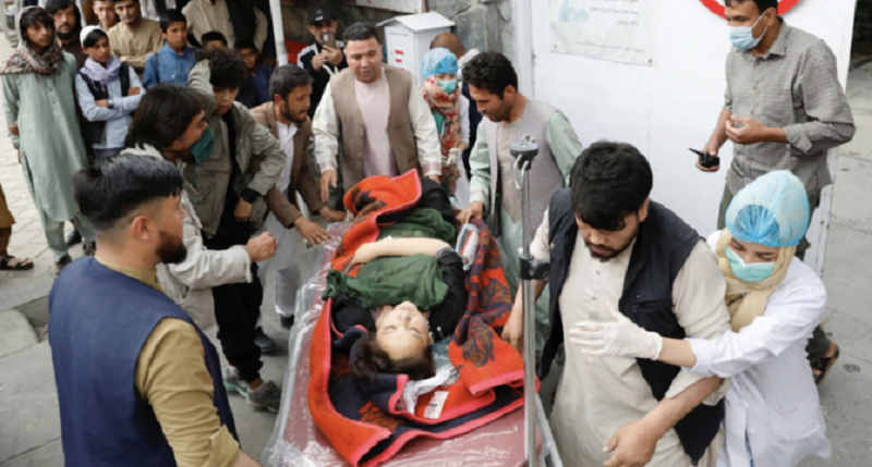 an injured woman is transported to a hospital after a blast in kabul afghanistan may 8 2021 photo reuters