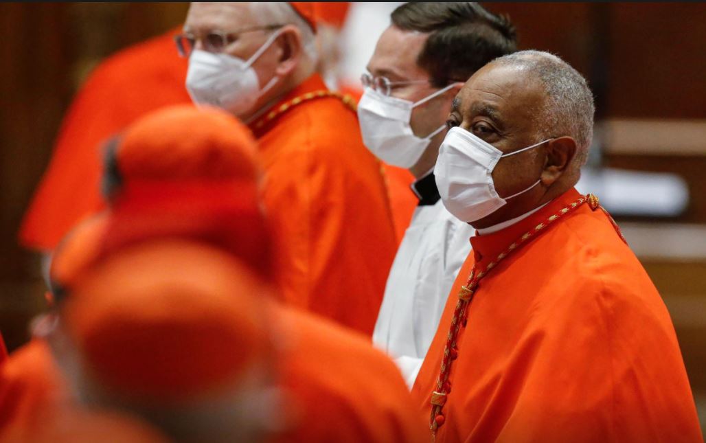 african american cardinal wilton d gregory with protective mask attends a consistory ceremony at st peter s basilica at the vatican november 28 2020 photo reuters