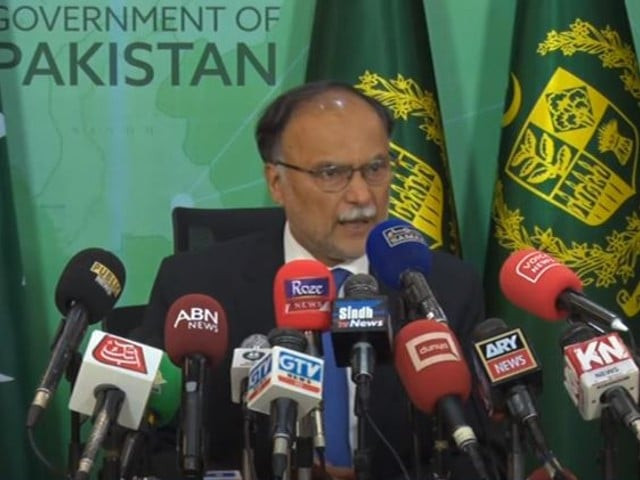 federal minister for planning development and special initiatives ahsan iqbal addressing a press conference in islamabad to mark a decade of the signing of the cpec on july 5 2023 screengrab federal minister for planning development and special initiatives ahsan iqbal addressing a press conference in islamabad to mark a decade of the signing of the cpec on july 5 2023 screengrab