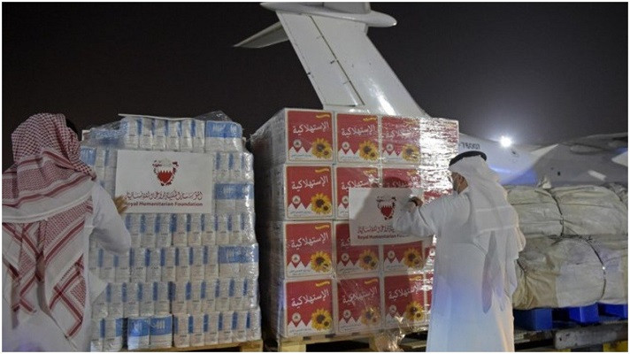 volunteers label a shipment of humanitarian aid to be sent to afghanistan at bahrain international airport on muharraq island near the capital manama on september 4 2021 photo afp