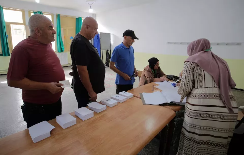 voters stand at a polling station during the presidential election in algiers algeria on september 7 2024 photo reuters voters stand at a polling station during the presidential election in algiers algeria on september 7 2024 photo reuters