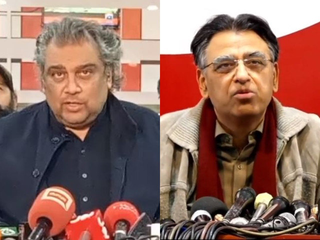 pti leader ali haider zaidi l and asad umar r screengrab