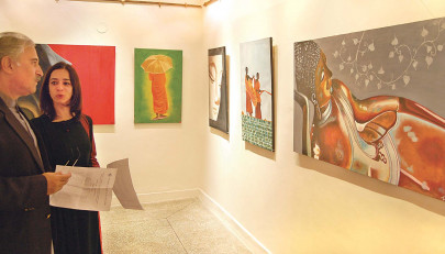 painting exhibition aman ka rasta buddha shows the way