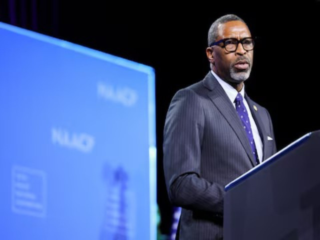 naacp president derrick johnson speaks at the 115th naacp national convention in las vegas nevada us on july 16 2024 file photo reuters