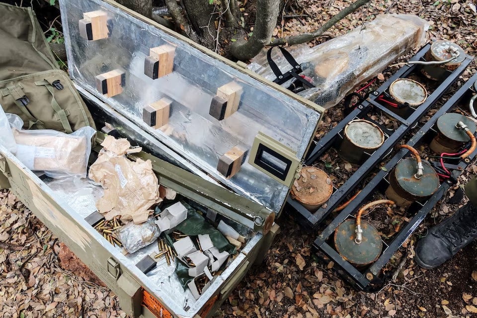 ammunition and what israel s military says is an iranian ied designed to explode a gate and allow hezbollah forces to enter israel during an attack amid hostilities between hezbollah and israel in southern lebanon on october 13 2024 photo reuters