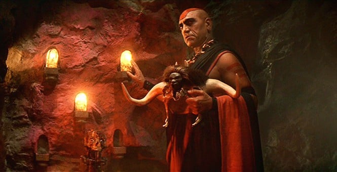 amrish puri as mola ram a priest who performs human sacrifices in indiana jones and the temple of doom