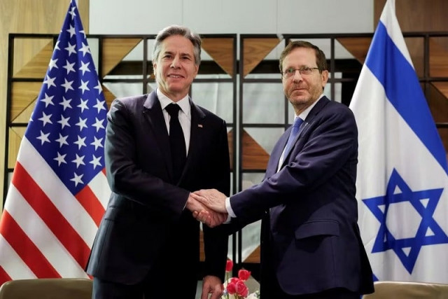 us secretary of state antony blinken meets israel s president isaac herzog at david kempinski hotel in tel aviv israel january 9 2024 photo reuters us secretary of state antony blinken meets israel s president isaac herzog at david kempinski hotel in tel aviv israel january 9 2024 photo reuters