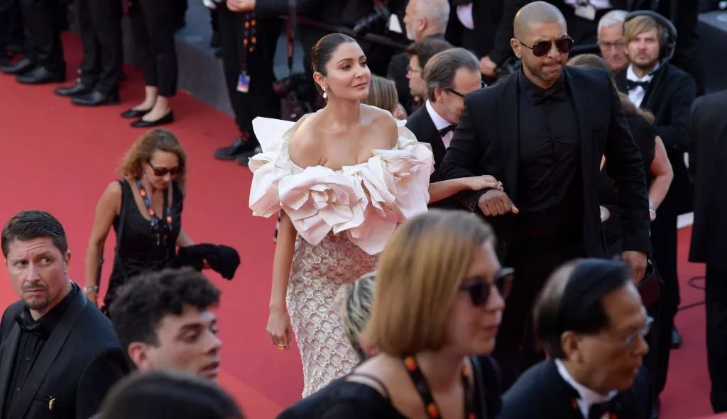 anushka sharma debuts cannes in off shoulder cream number anushka sharma debuts cannes in off shoulder cream number