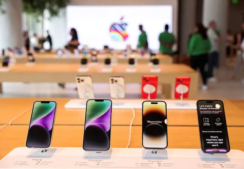 apple iphones inside india s first apple retail store during a media preview a day ahead of its launch in mumbai india april 17 2023 photo reuters apple iphones inside india s first apple retail store during a media preview a day ahead of its launch in mumbai india april 17 2023 photo reuters