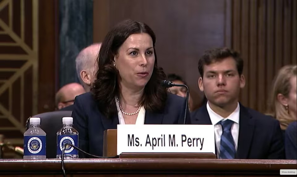 april perry one of biden s nominees to serve as a federal judge in the northern district of illinois appears before the us senate judiciary committee in washington july 31 2024 file photo reuters